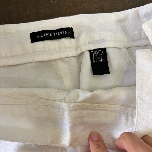 Lagenlook Linen White Trousers Pants Cropped Wide Leg Straight Womens 8 Coastal - Picture 5 of 11